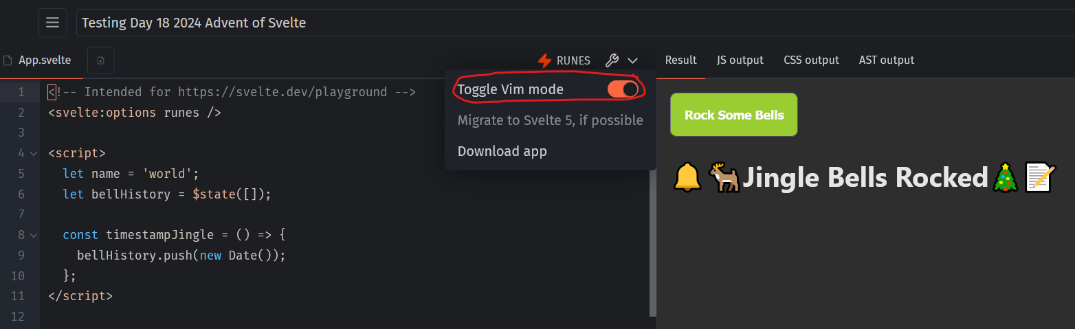 How to turn on VIM mode in the playground